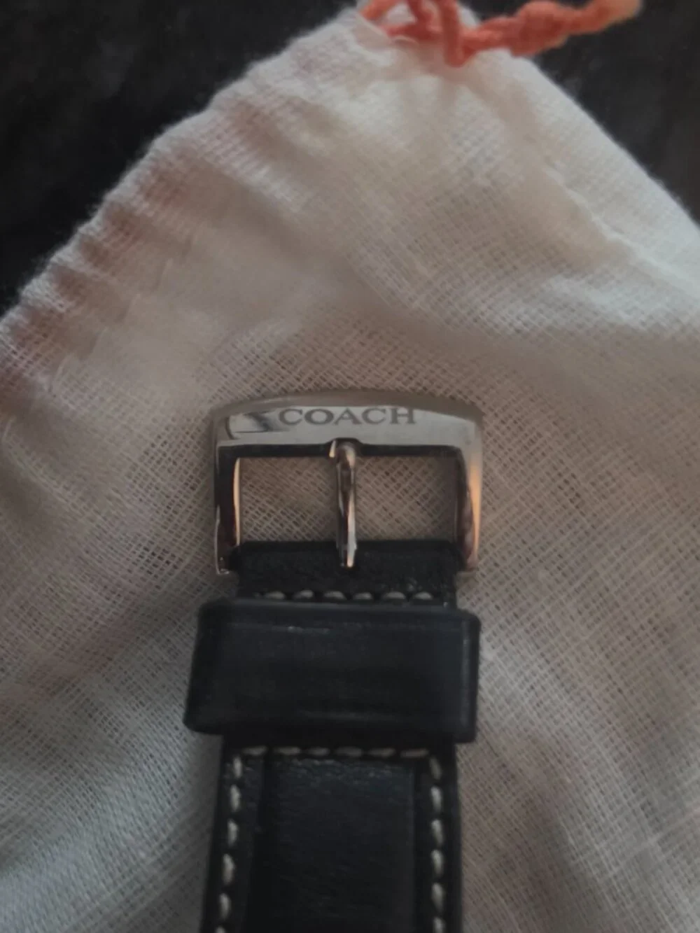 Coach Black Leather Silver Quartz Black Dial Men's Watch